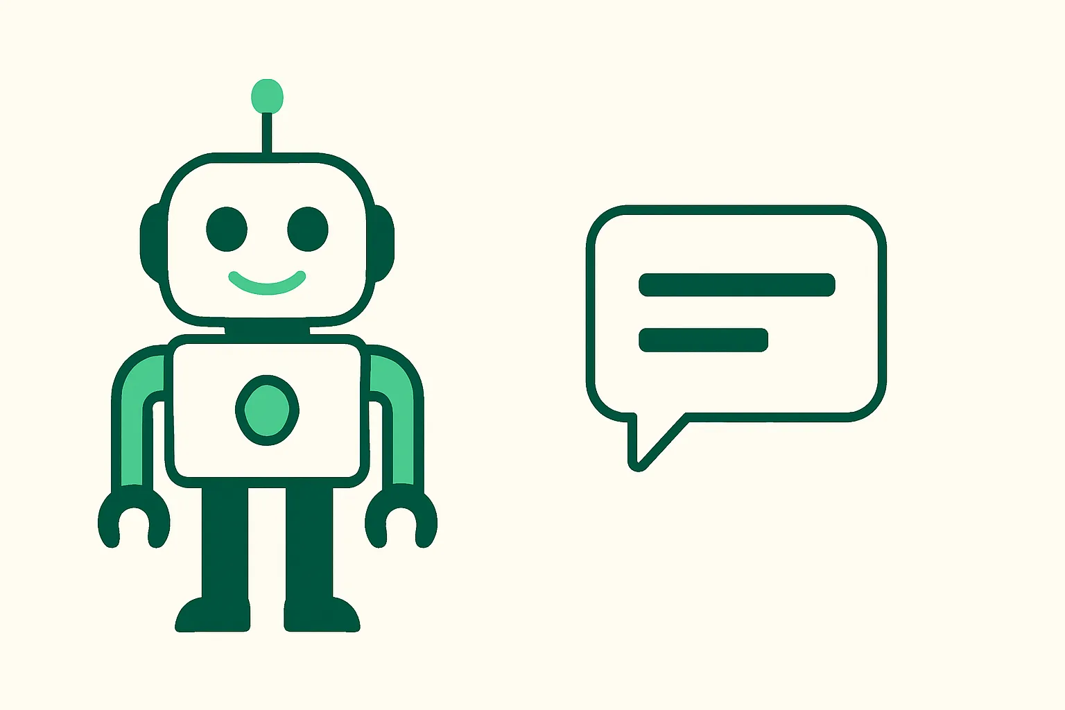 Illustration: a tailored custom robot on one side and a generic chat box on the other, custom vs generic AI